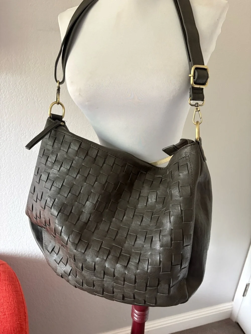 Joy Susan Kali woven slouchy hobo in charcoal